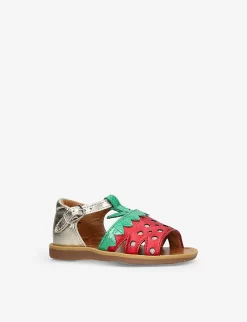 Pom D'Api Poppy Berry Metallic-leather Sandals 6 Months - 3 Years -Boutique Fashionable Childrens Clothing Store R04132326 GOLDCOMB ALT02