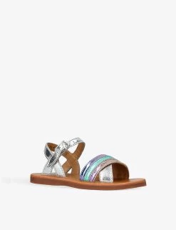 Pom D'Api Plagette Lili Metallic-leather Sandals 3-5 Years -Boutique Fashionable Childrens Clothing Store R04132339 SILVERCOM ALT02
