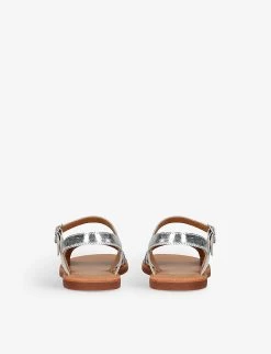 Pom D'Api Plagette Lili Metallic-leather Sandals 3-5 Years -Boutique Fashionable Childrens Clothing Store R04132339 SILVERCOM ALT03