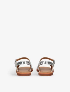 Pom D'Api Plagette Lili Metallic-leather Sandals 6-9 Years -Boutique Fashionable Childrens Clothing Store R04132341 SILVERCOM ALT03