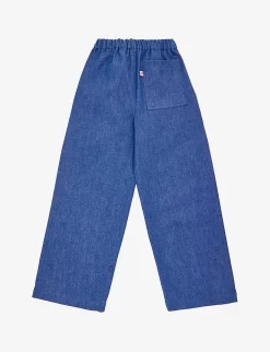 Wide-leg Organic-cotton Denim Jeans 1-10 Years -Boutique Fashionable Childrens Clothing Store R04134121 BLUE ALT02
