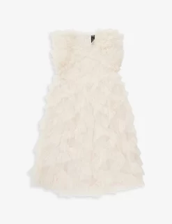 Ruffle-trim Flared-hem Recycled-polyester Dress 4-10 Years