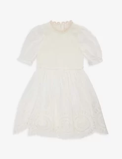 Zimmermann Halycon Embroidered Cotton-poplin Dress 8-12 Years