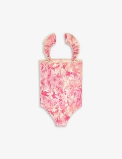 Zimmermann Ginger Graphic-print Frill-shoulders Stretch-woven Swimsuit 4-12 Years -Boutique Fashionable Childrens Clothing Store R04135665 PINKPALM ALT02
