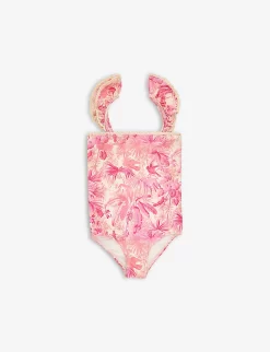 Zimmermann Ginger Graphic-print Frill-shoulders Stretch-woven Swimsuit 4-12 Years