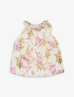 Zimmermann Halter-neck Floral-pattern Cotton Top 4-12 Years