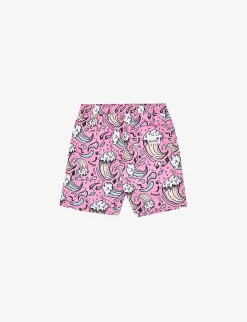 Wavy Days-print Shell Swim Shorts 3-13 Years -Boutique Fashionable Childrens Clothing Store R04136350 PINK ALT02