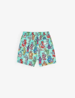 Robots-print Shell Swim Shorts 1-13 Years -Boutique Fashionable Childrens Clothing Store R04136352 GREEN ALT02