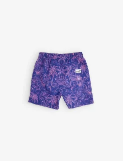 Palms-pattern Recycled-polyester Swim Shorts 1-13 Years -Boutique Fashionable Childrens Clothing Store R04136359 BLUE ALT02