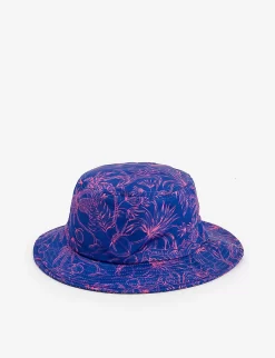 Palm-print Cotton-blend Bucket Hat 18 Months-14 Years -Boutique Fashionable Childrens Clothing Store R04136376 BLUE ALT02