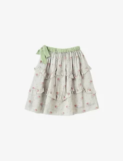 Azalea Rose Bouquet-print Cotton Skirt 3-12 Years