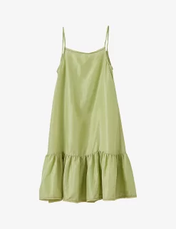 Grape Silk Slip Dress 3-12 Years -Boutique Fashionable Childrens Clothing Store R04136718 ALMOND ALT02