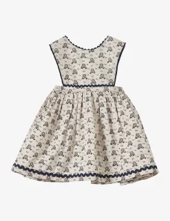 Jupiter Polka Floral-print Cotton Pinafore Dress 3-24 Months -Boutique Fashionable Childrens Clothing Store R04136722 POLKAFLORALPRINT ALT02