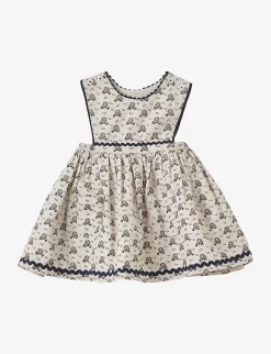 Jupiter Polka Floral-print Cotton Pinafore Dress 3-24 Months