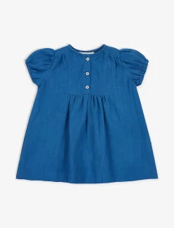 Yarrow Puff-sleeve Cotton Dress 3-24 Months