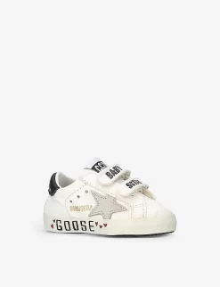 Golden Goose Baby School Graphic-print Leather Low-top Trainers 0-6 Months -Boutique Fashionable Childrens Clothing Store R04139074 WHITEBLK ALT02