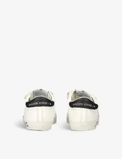 Golden Goose Baby School Graphic-print Leather Low-top Trainers 0-6 Months -Boutique Fashionable Childrens Clothing Store R04139074 WHITEBLK ALT03