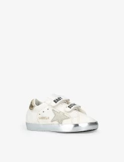 Golden Goose Baby School Motif-prints Leather Trainers 4 Months-2years -Boutique Fashionable Childrens Clothing Store R04139075 WHITECOMB ALT02