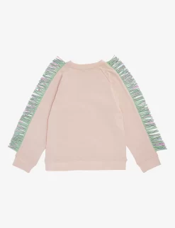 STELLA MCCARTNEY Star-shaped Panel Tassel Cotton-jersey Sweatshirt 2-12 Years 5 STELLA MCCARTNEY Star-shaped Panel Tassel Cotton-jersey Sweatshirt 2-12 Years -Boutique Fashionable Childrens Clothing Store R04142116 PINK ALT02