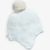 Pom-pom Knitted Cotton Trapper Hat 0-12 Months