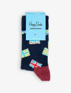 Happy Socks London Edition Flag-print Stretch-organic Cotton Blend Socks 1-9 Years