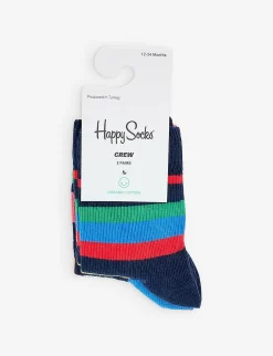 Happy Socks Graphic-print Pack Of Two Stretch-organic Cotton Blend Socks 12-24 Months
