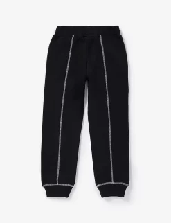Emporio Armani Logo-print Contrast-seam Cotton-jersey Jogging Bottoms -Boutique Fashionable Childrens Clothing Store R04148304 NERO ALT02