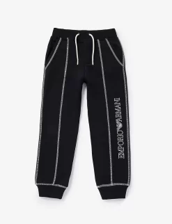 Emporio Armani Logo-print Contrast-seam Cotton-jersey Jogging Bottoms
