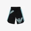 Emporio Armani Logo-print Contrast-panel Cotton-jersey Shorts