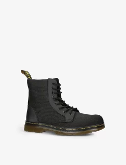 Dr. Martens Combs 8-eyelet Lace-up Leather And Mesh Boots 9-10 Years -Boutique Fashionable Childrens Clothing Store R04149297 BLACK ALT02