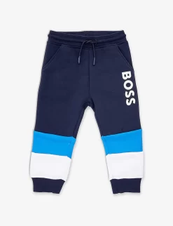 Boss Brand-print Regular-fit Cotton-blend Jogging Bottoms 6 Months - 3 Years
