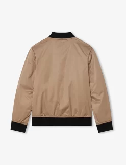 Boss Logo-patch Side-stripe Woven Bomber Jacket 10-16 Years -Boutique Fashionable Childrens Clothing Store R04150788 STONE ALT02