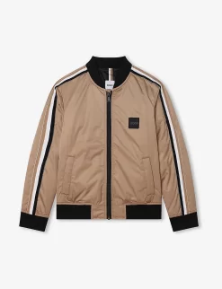 Boss Logo-patch Side-stripe Woven Bomber Jacket 10-16 Years