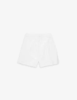 Benetton Brand-embroidered Relaxed-fit Cotton-poplin Shorts 6-14 Years -Boutique Fashionable Childrens Clothing Store R04151574 WHITE ALT02
