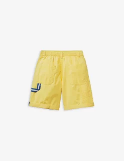 Benetton Drawstring Stripe-detail Cotton Shorts 6-14 Years -Boutique Fashionable Childrens Clothing Store R04151575 BRIGHTYELLOW ALT02