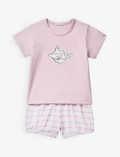 Benetton Crab T-shirt And Striped Shorts Cotton Set 1-18 Months
