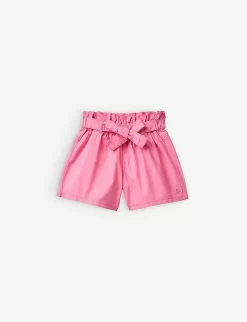 Benetton Logo-embroidered Paperbag-waist Cotton Shorts 1-6 Years