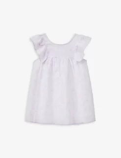 Benetton Floral-print Ruffle-detail Linen Mini Dress 1-6 Years 5 Benetton Floral-print Ruffle-detail Linen Mini Dress 1-6 Years -Boutique Fashionable Childrens Clothing Store R04151592 PALELILACFLORAL ALT02
