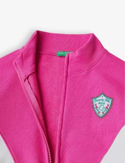 Benetton Logo-badge Colour-block Stretch-cotton Jumper