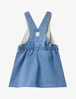 Benetton Heart-pocket A-line Stretch-denim Pinafore Dress 1-18 Months -Boutique Fashionable Childrens Clothing Store R04151617 BLUEDENIM ALT02