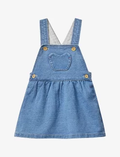 Benetton Heart-pocket A-line Stretch-denim Pinafore Dress 1-18 Months