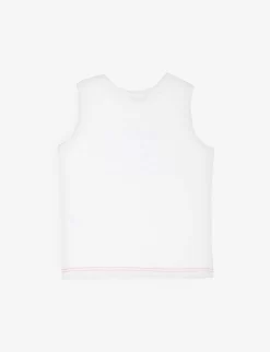 Benetton Graphic-print Sleeveless Cotton-jersey Top 6-14 Years -Boutique Fashionable Childrens Clothing Store R04151638 WHITE ALT02