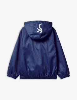 Benetton Logo-print Hooded Nylon Jacket 6-14 Years -Boutique Fashionable Childrens Clothing Store R04151650 NAVYBLUE ALT02