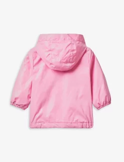 Benetton Logo-embroidered Hooded Nylon Jacket 1-18 Months -Boutique Fashionable Childrens Clothing Store R04151653 PINK ALT02