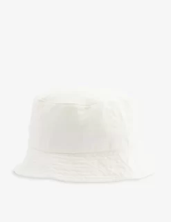 Benetton Logo-embroidered Wide-brim Cotton Bucket Hat 6-14 Years -Boutique Fashionable Childrens Clothing Store R04151658 WHITE ALT02