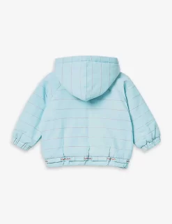 Benetton Hooded Striped Padded Cotton Coat 1-18 Months -Boutique Fashionable Childrens Clothing Store R04151670 PALEBLUE ALT02