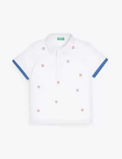 Benetton Logo-embroidered Contrast-trim Cotton-jersey Polo Shirt 1-6 Years