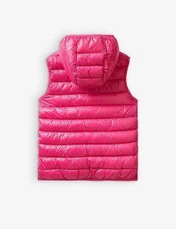 Benetton Logo-embroidered Padded Shell Gilet 6-14 Years -Boutique Fashionable Childrens Clothing Store R04151712 BRIGHTPINK ALT02