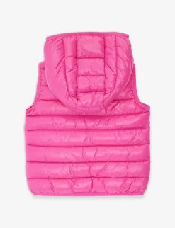 Benetton Brand-embroidered Sleeveless Padded Shell Gilet 1-6 Years -Boutique Fashionable Childrens Clothing Store R04151715 BRIGHTPINK ALT02