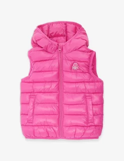 Benetton Brand-embroidered Sleeveless Padded Shell Gilet 1-6 Years
